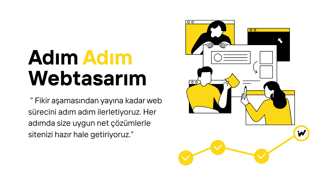 Grafiklerle gösterilen web tasarım süreci.